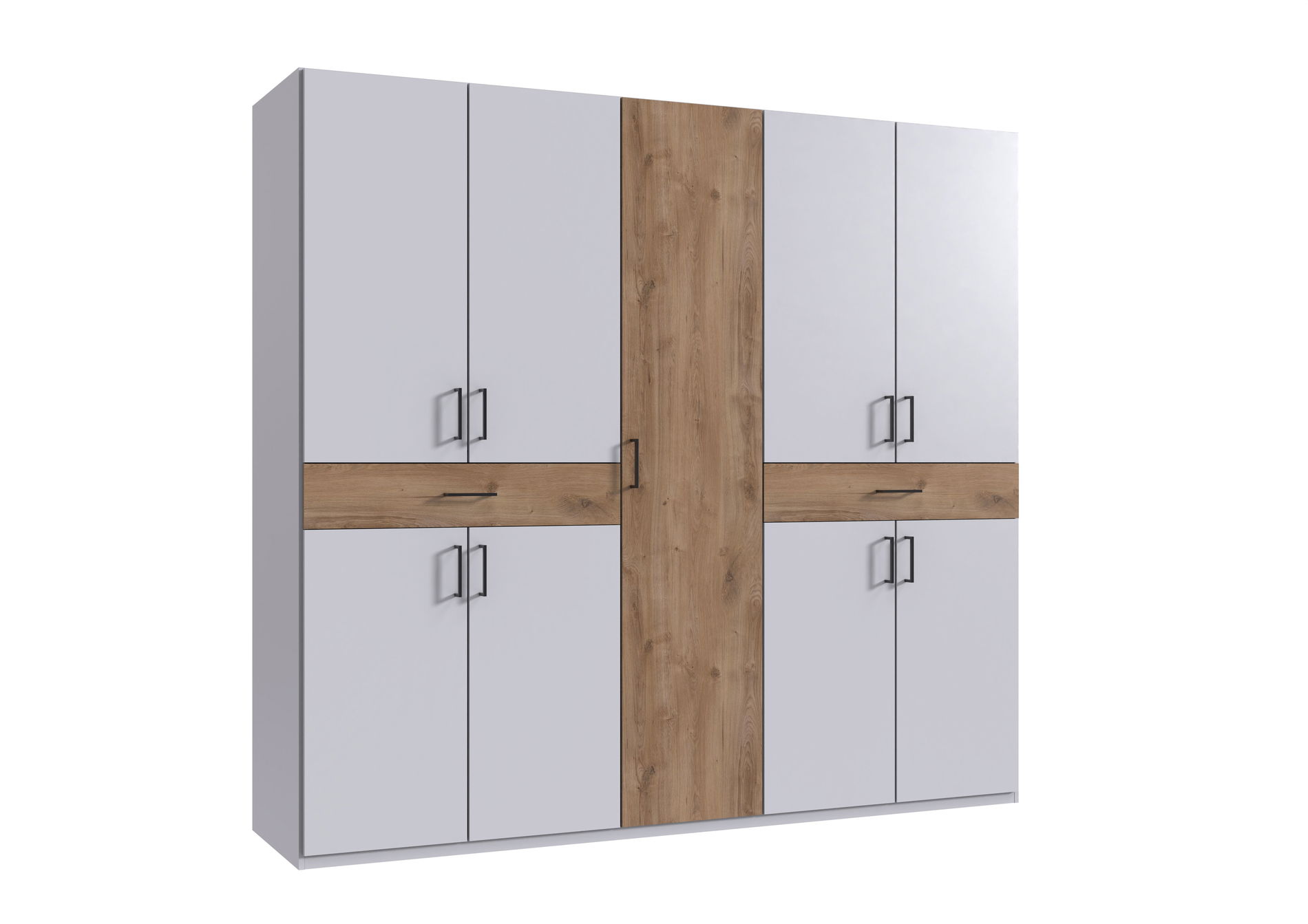Wimex Tibet Kleiderschrank 225 cm Weiß/Plankeneiche-Nachbildung
