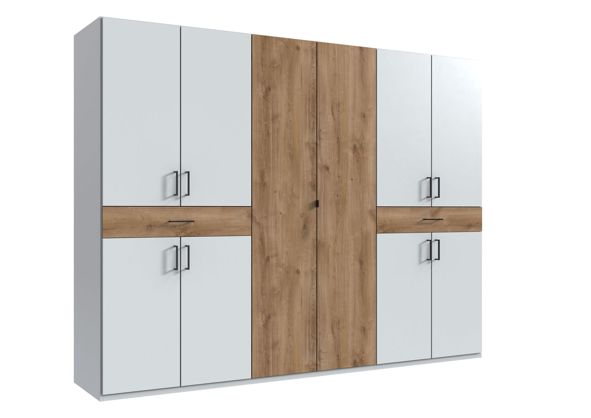 Wimex Tibet Kleiderschrank 270 cm Weiß/Plankeneiche-Nachbildung
