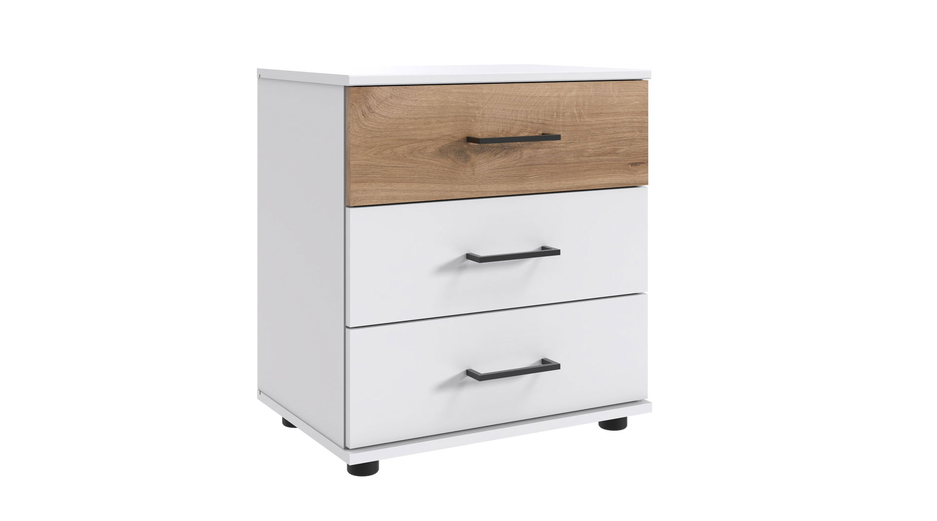Wimex Tibet Nachtschrank 3S Weiß/Plankeneiche-Nachbildung