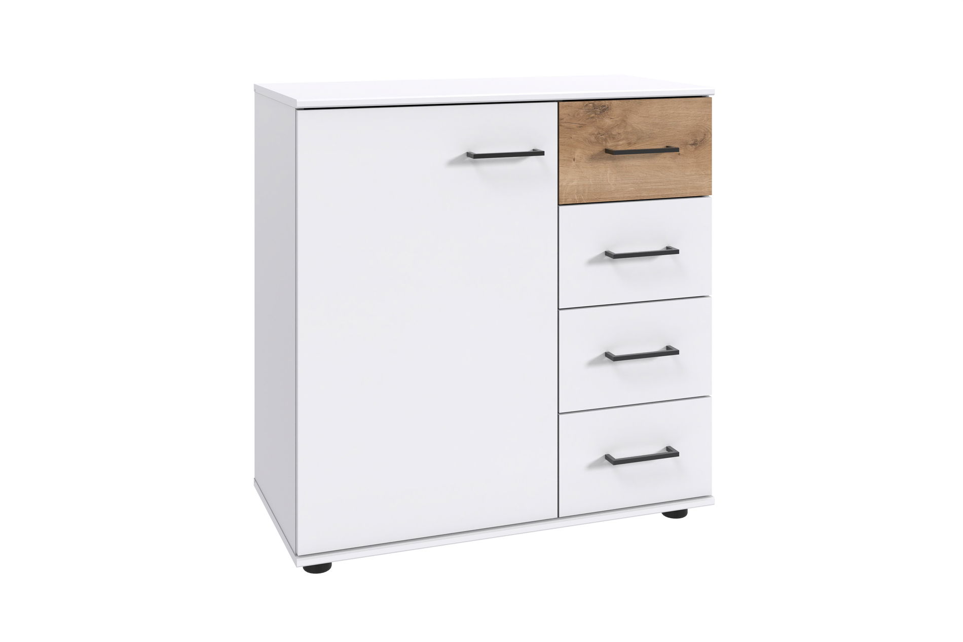 Wimex Tibet Kombikommode 1T 4S Weiß/Plankeneiche-Nachbildung