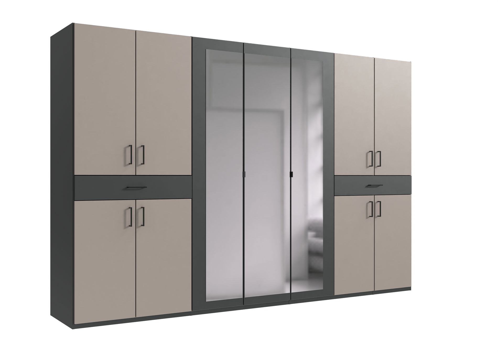 Wimex Tibet Kleiderschrank 313 cm Spiegel Saharagrau/Grafit