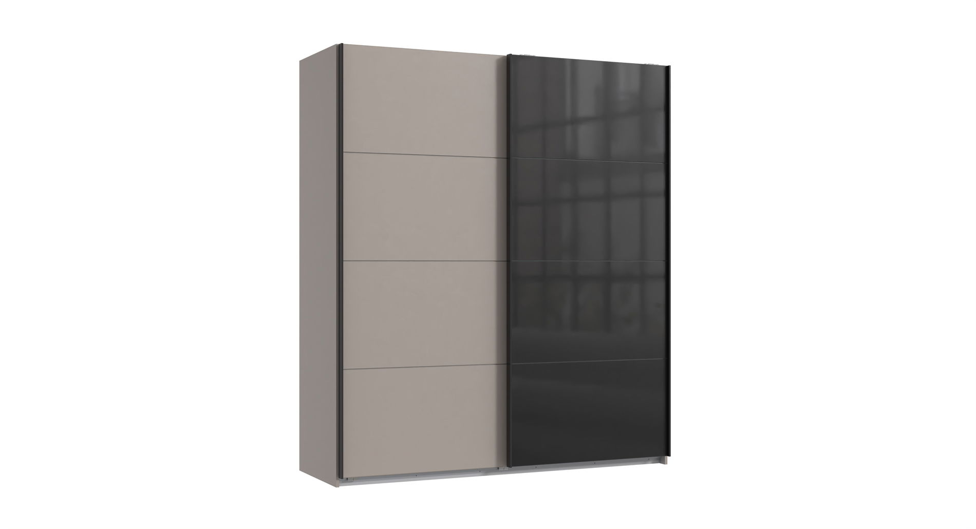 Wimex Tilburg Schwebetürenschrank 180 cm Saharagrau/Schwarz/Grafit