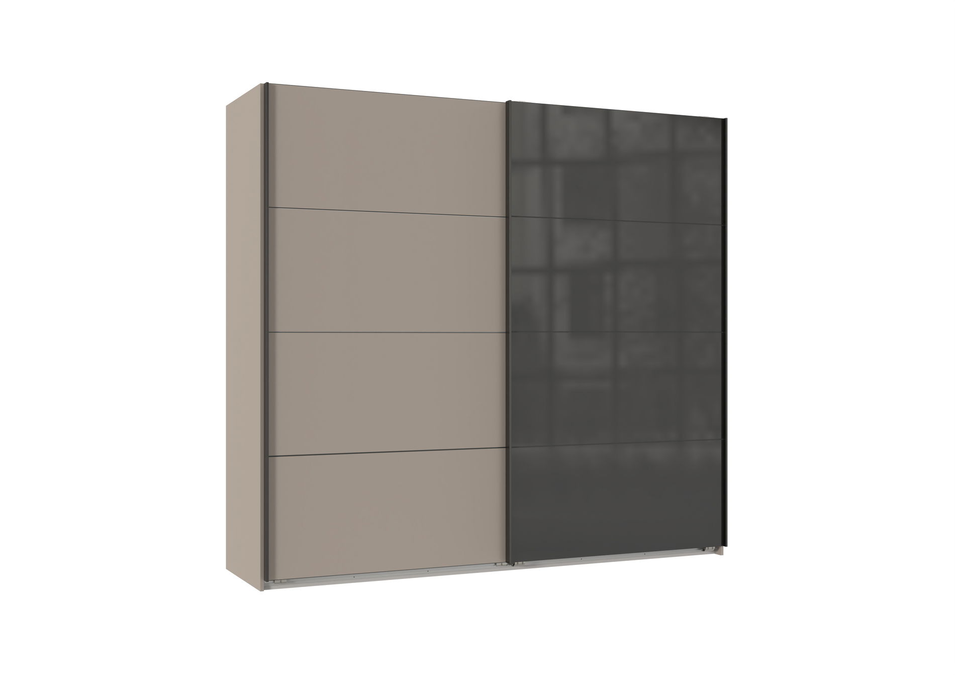 Wimex Tilburg Schwebetürenschrank 225 cm Saharagrau/Schwarz/Grafit