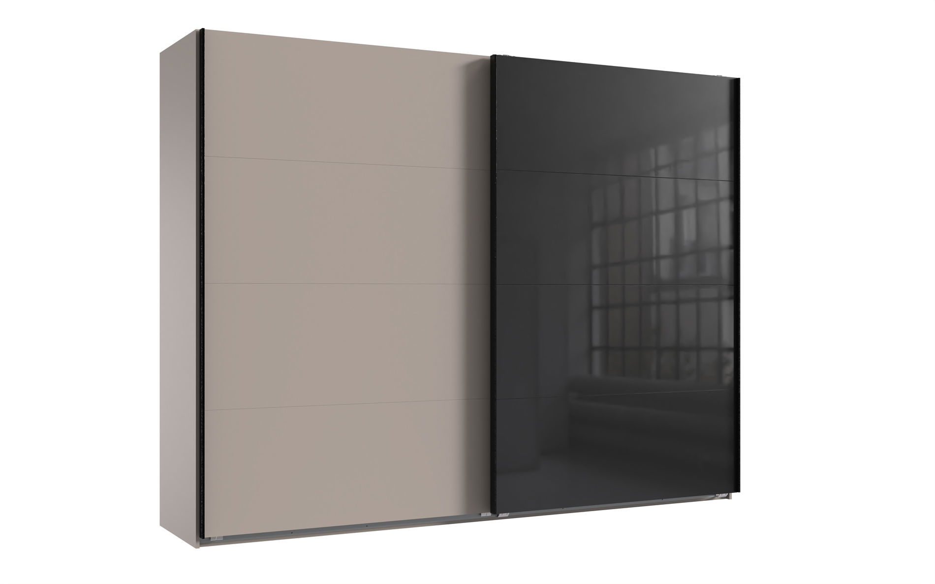 Wimex Tilburg Schwebetürenschrank 270 cm Saharagrau/Schwarz/Grafit