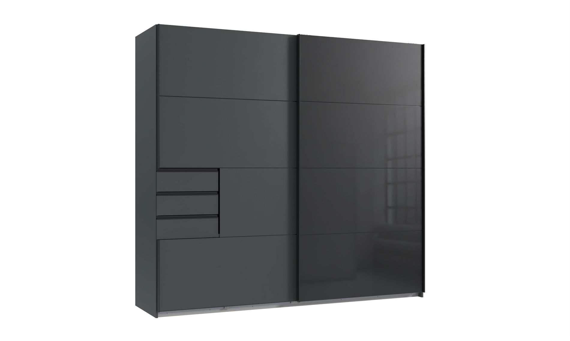 Wimex Tilburg Schwebetürenschrank 225 cm Schubladen Grafit