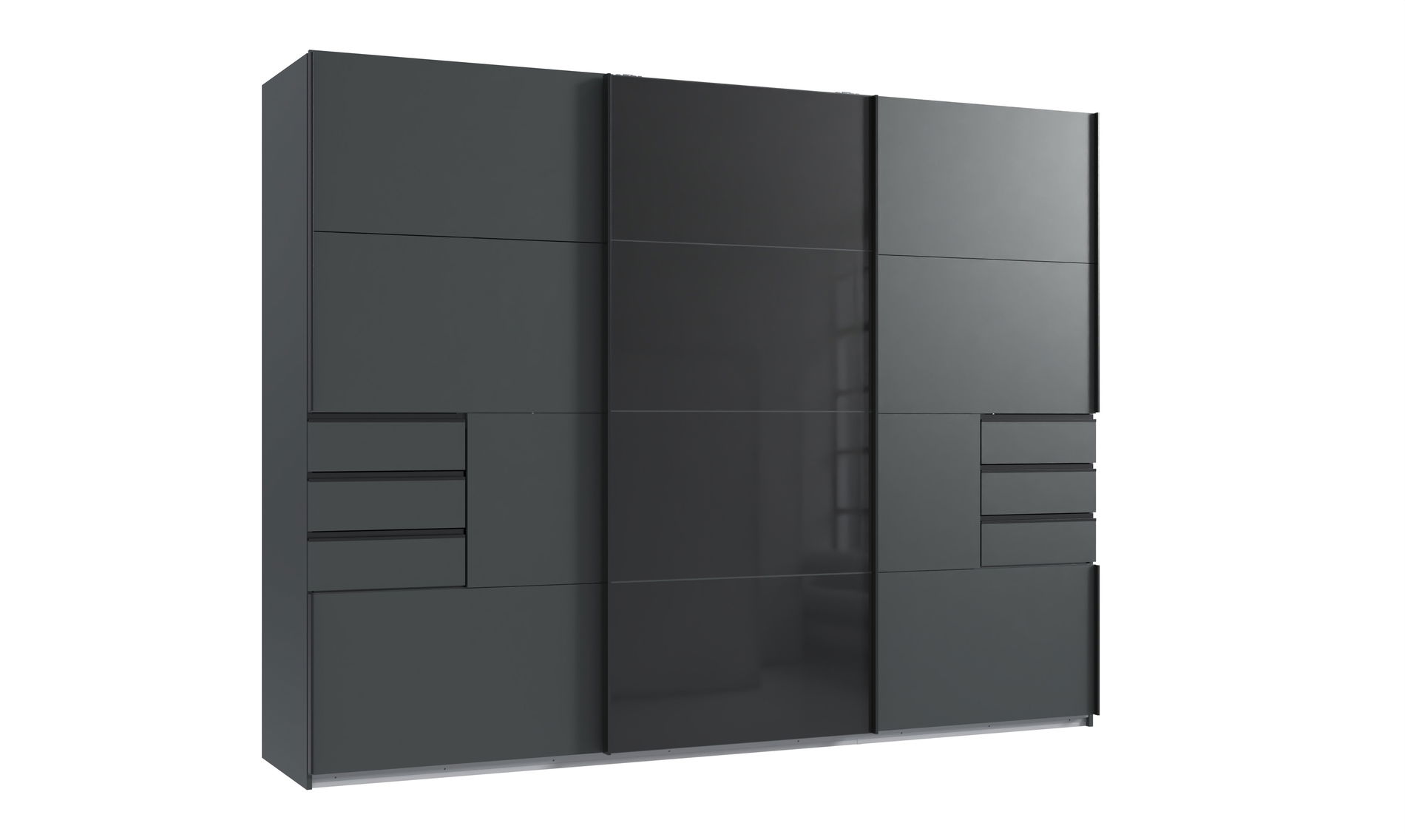 Wimex Tilburg Schwebetürenschrank 270 cm Schubladen Grafit