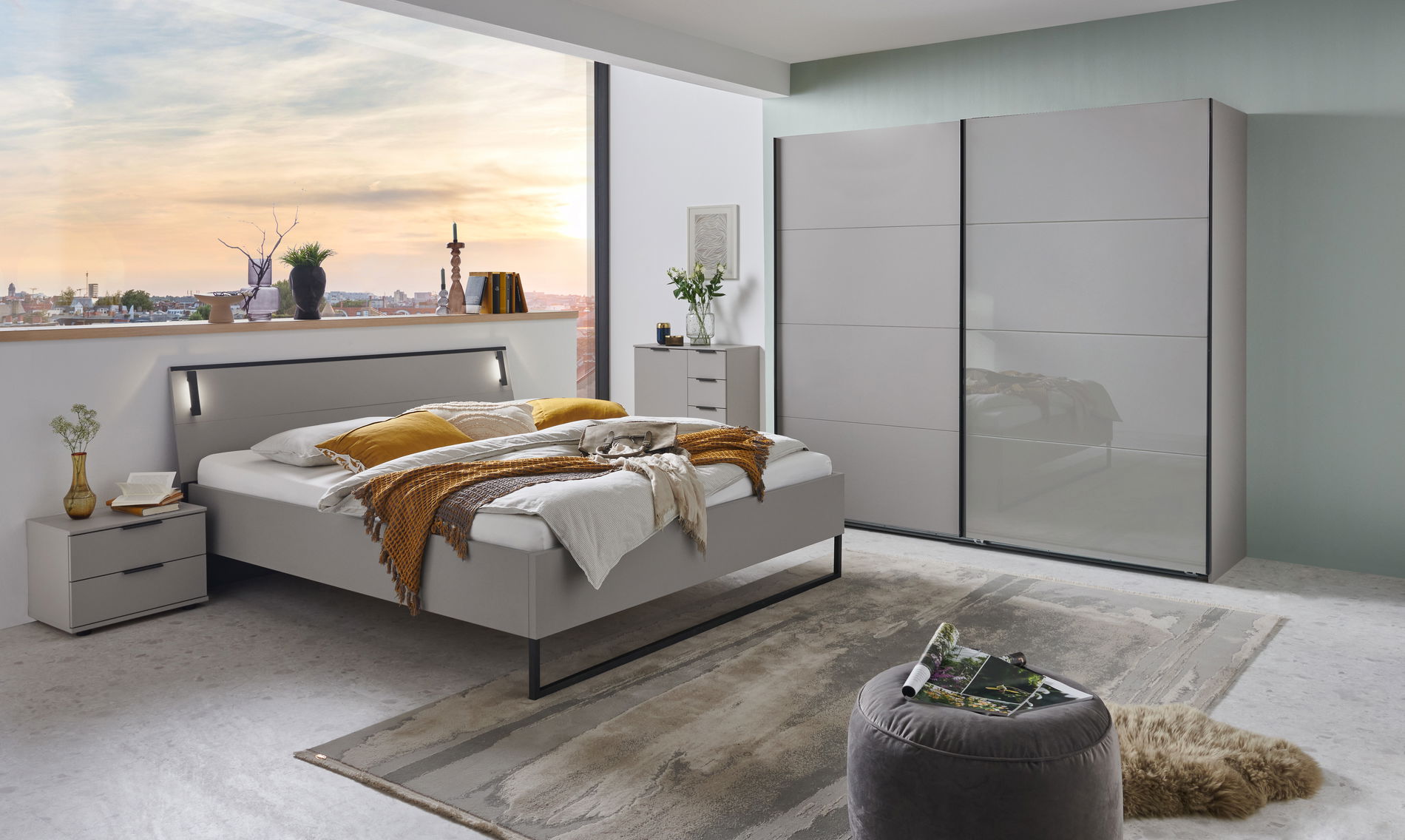 Wimex Tilburg Schlafzimmer 225 cm Saharagrau/Grafit