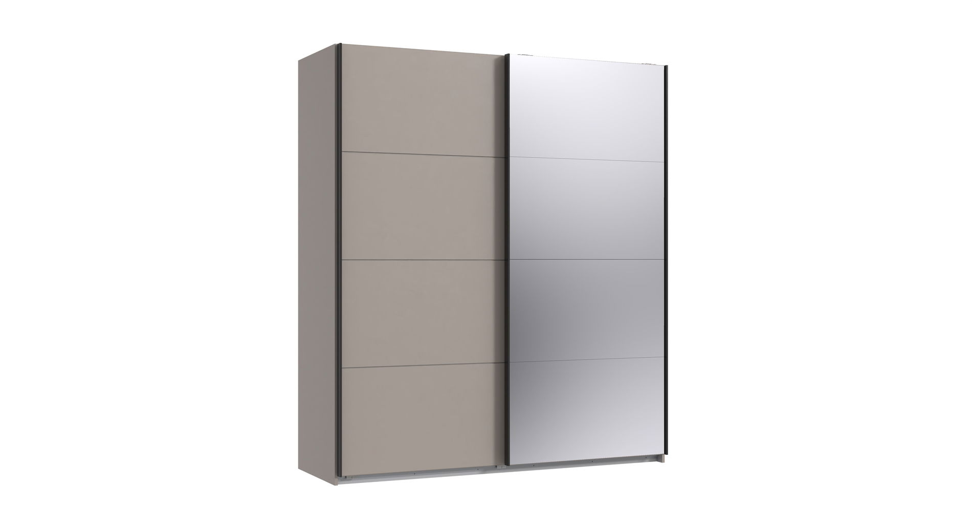 Wimex Tilburg Schwebetürenschrank 180 cm Saharagrau/Spiegel/Grafit