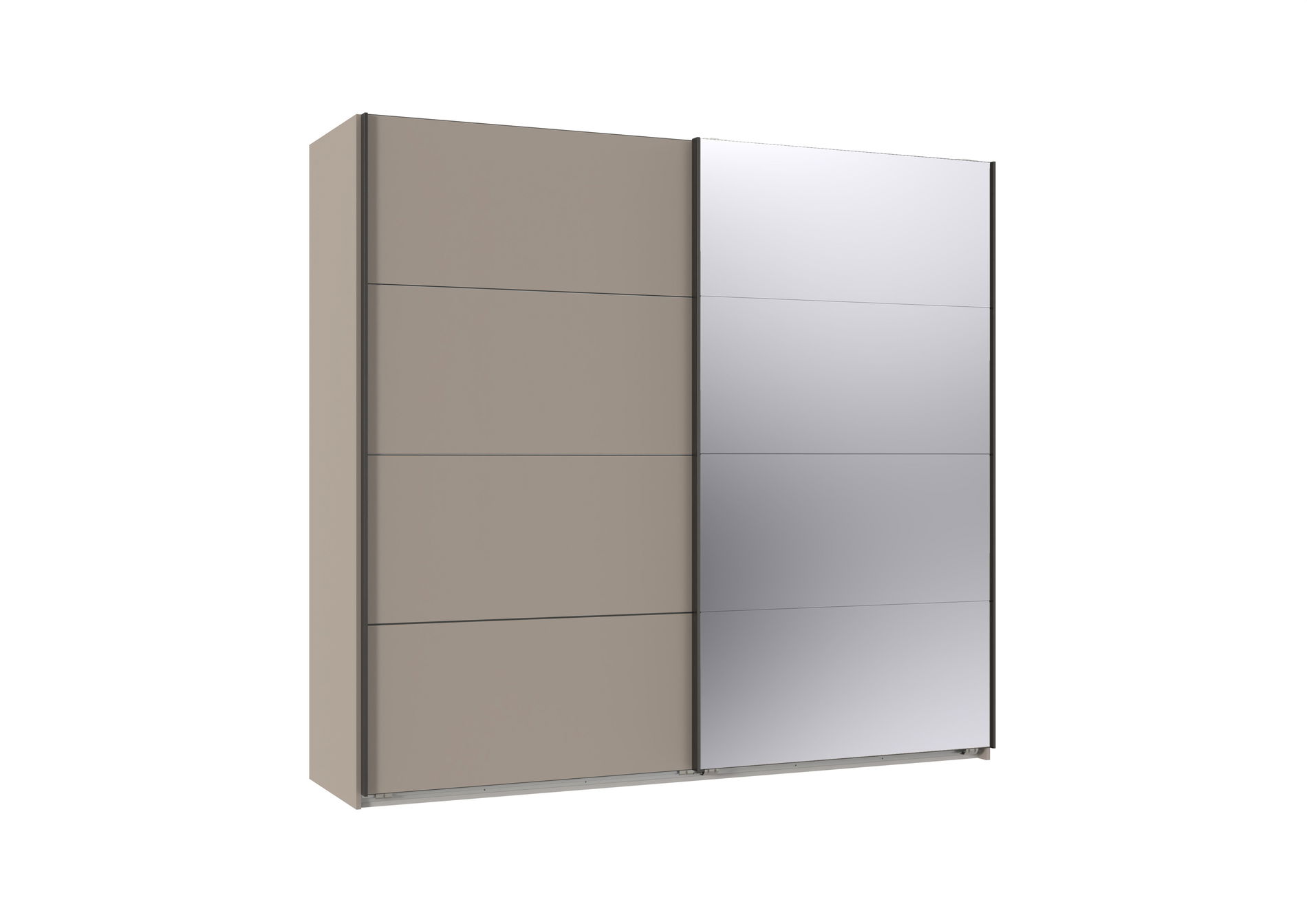 Wimex Tilburg Schwebetürenschrank 225 cm Saharagrau/Spiegel/Grafit