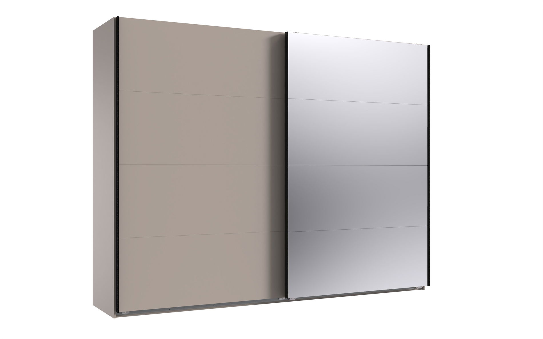 Wimex Tilburg Schwebetürenschrank 270 cm Saharagrau/Spiegel/Grafit