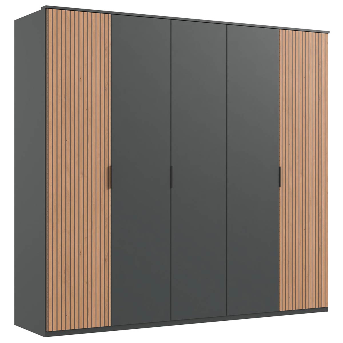 Wimex Tunis Kleiderschrank mit Kranz 225 cm Graphit/Artisan-Eiche Dekor