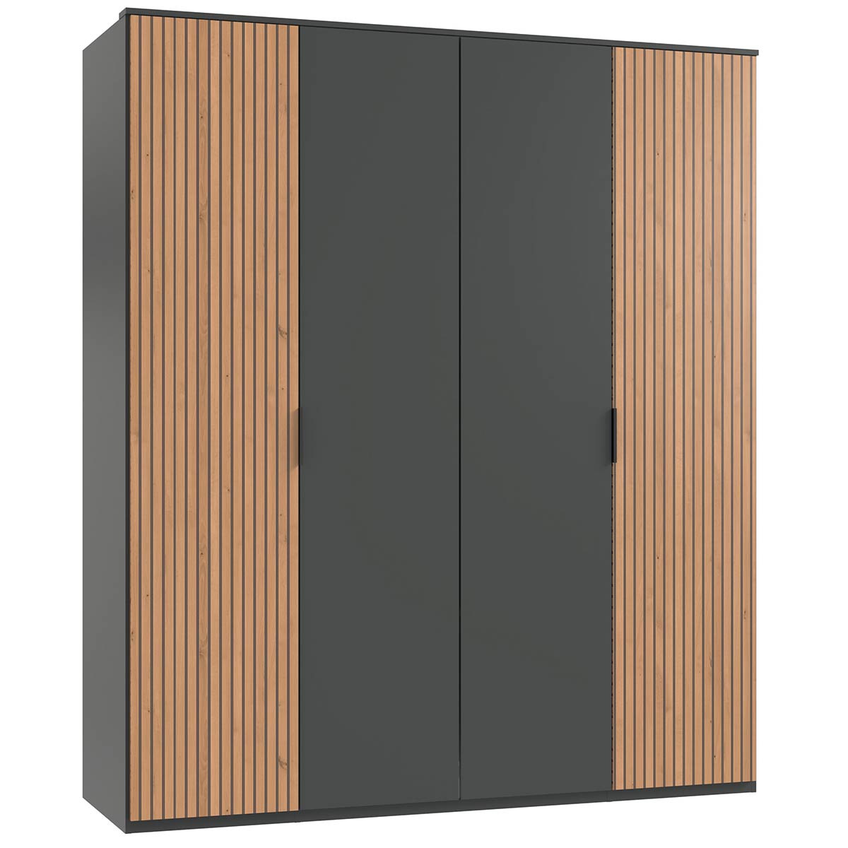 Wimex Tunis Kleiderschrank mit Kranz 180 cm Graphit/Artisan-Eiche Dekor