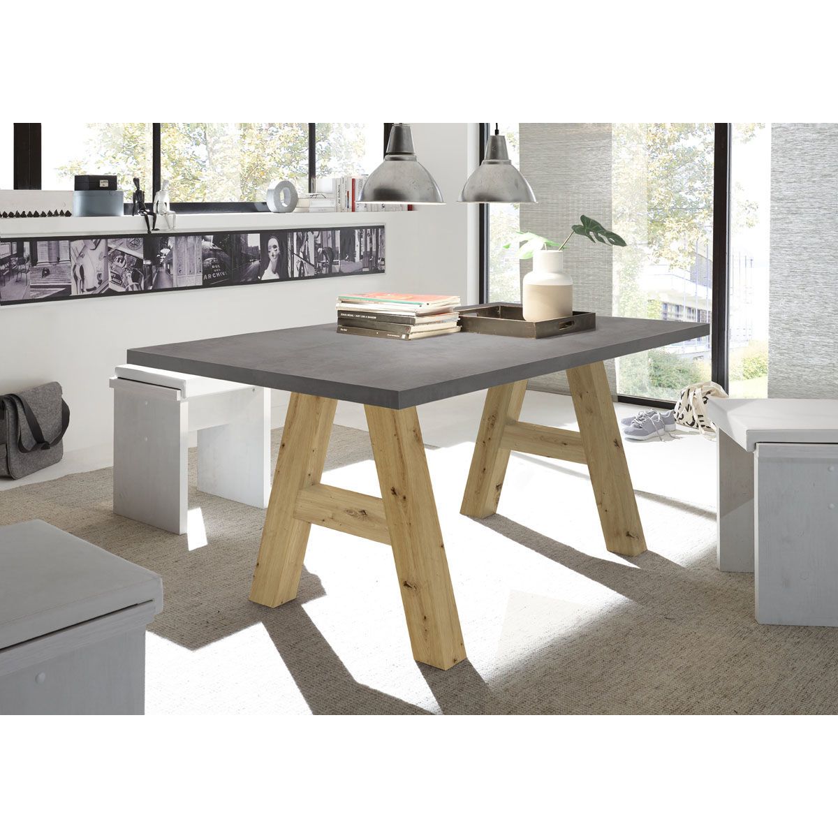 Mäusbacher The Big System Esstisch 140x90 cm Farbe + Gestell wählbar | mit gerader Kante