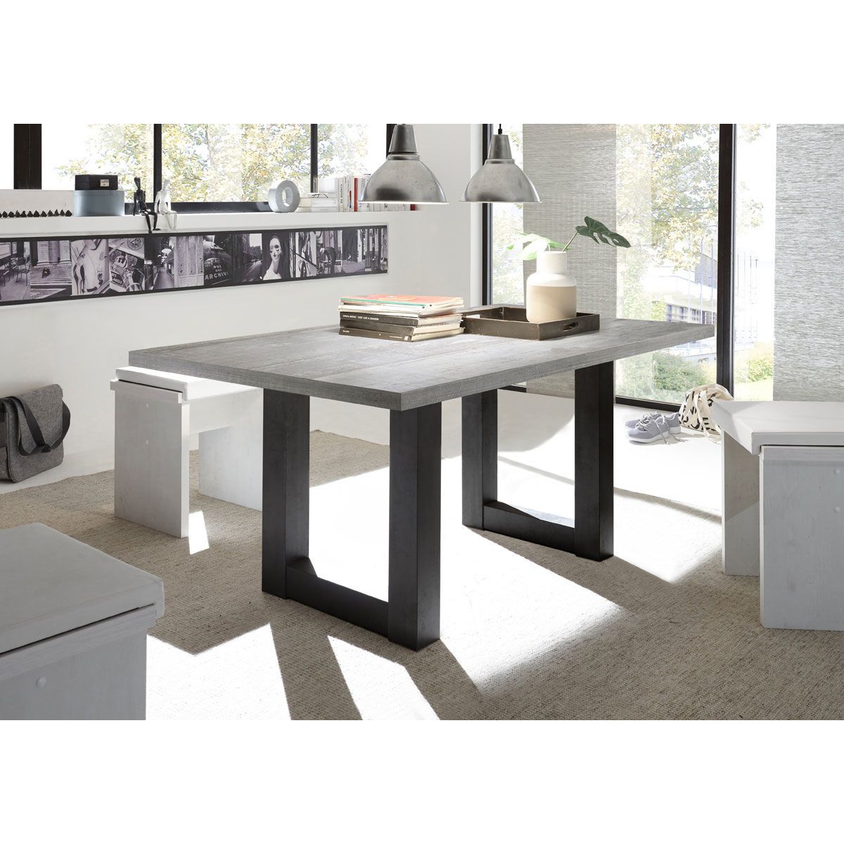 Mäusbacher The Big System Esstisch 200x100 cm Farbe + Gestell wählbar | mit gerader Kante
