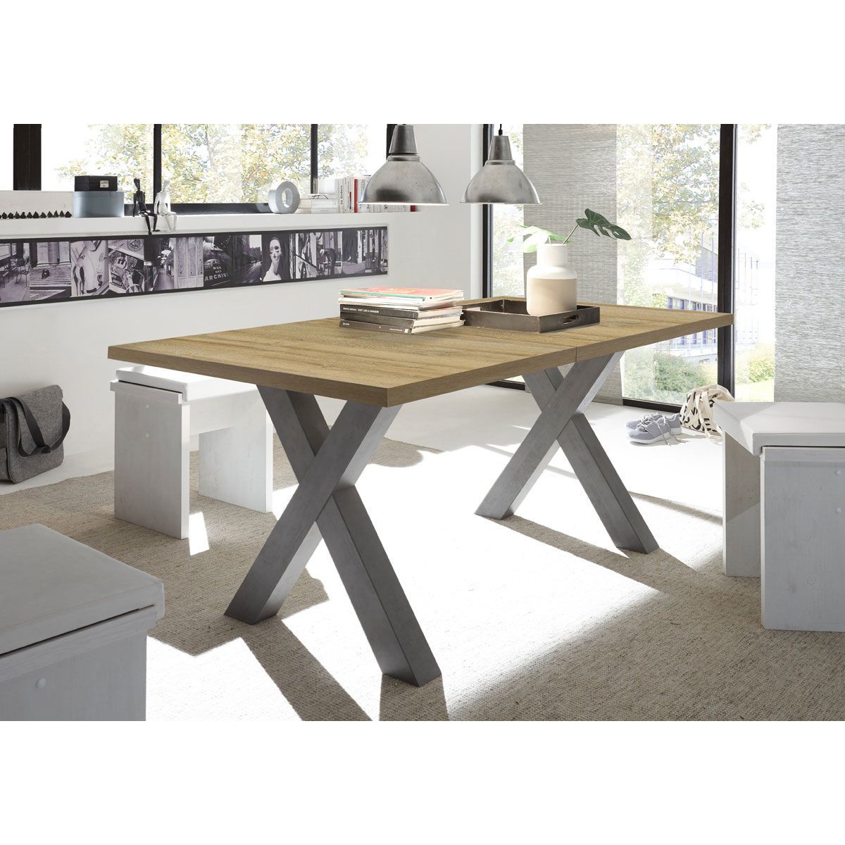 Mäusbacher The Big System Esstisch 160-210x90 cm Farbe + Gestell wählbar | mit gerader Kante