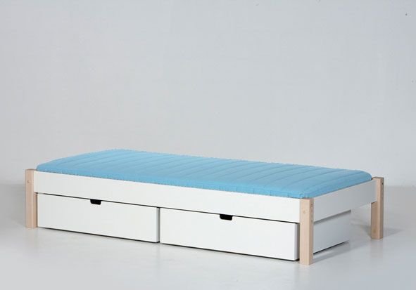 Manis-h Einzelbett ULL 90x200 cm Pfosten Buche incl. Bettkästen und Lattenrost - frachtfrei