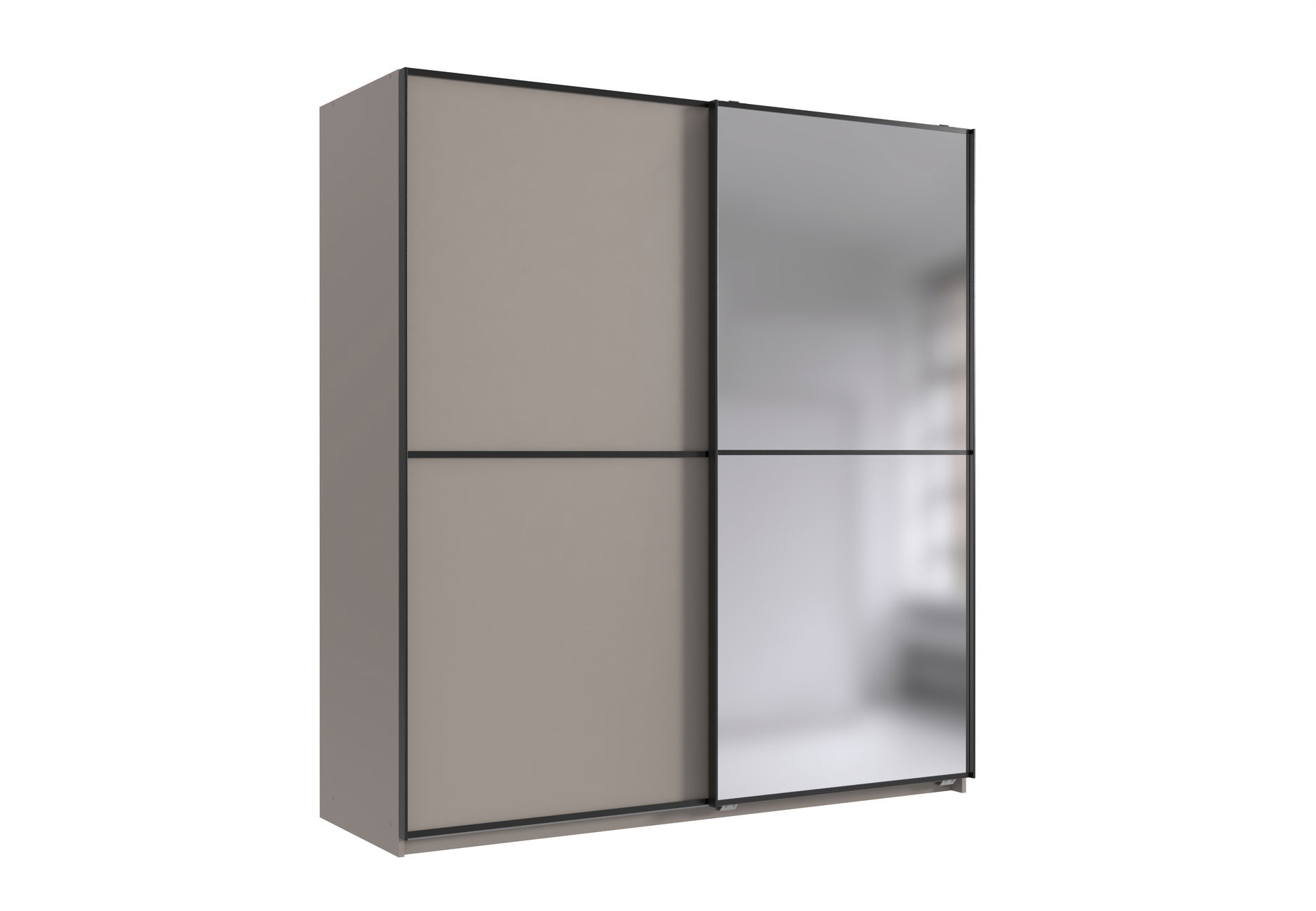 Wimex Ulm Schwebetürenschrank 180 cm 1 Spiegel Saharagrau/Schwarz
