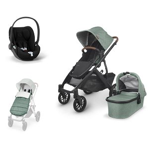 UPPAbaby Vista V2 Kinderwagen-Bundle Gwen green mélange | mit Babyschale & Fußsack