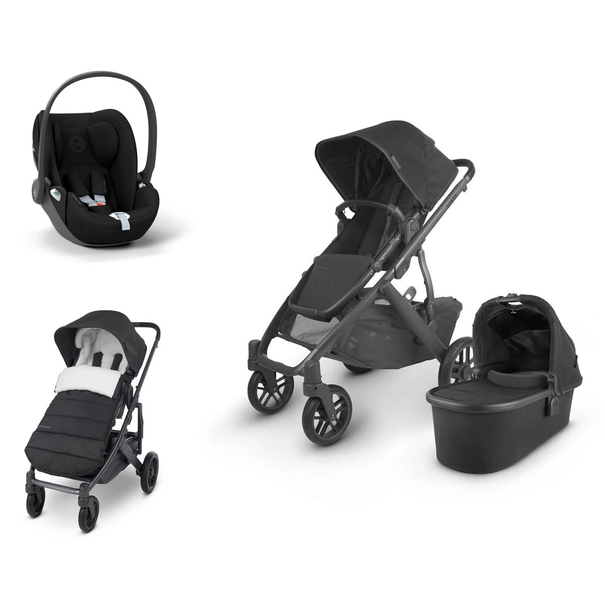 UPPAbaby Vista V2 Kinderwagen-Bundle Jake charcoal | mit Babyschale & Fußsack