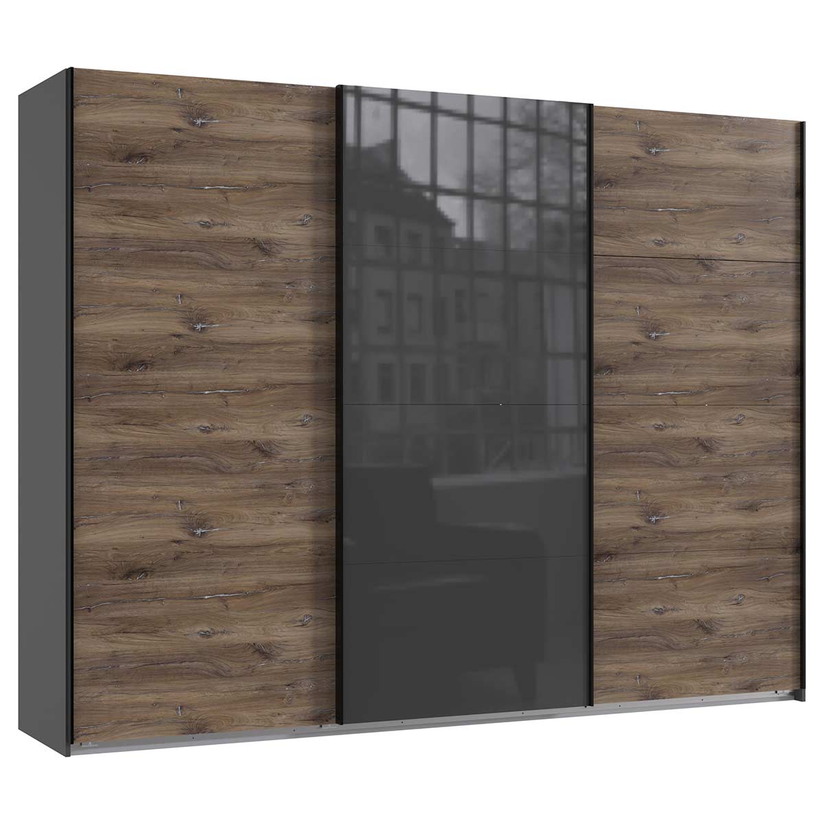 Wimex Valencia Schwebetürenschrank 270 cm Flagstaff-Eiche Dekor/Graphit