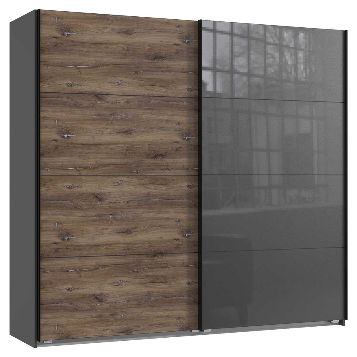 Wimex Valencia Schwebetürenschrank 225 cm Flagstaff-Eiche Dekor/Graphit