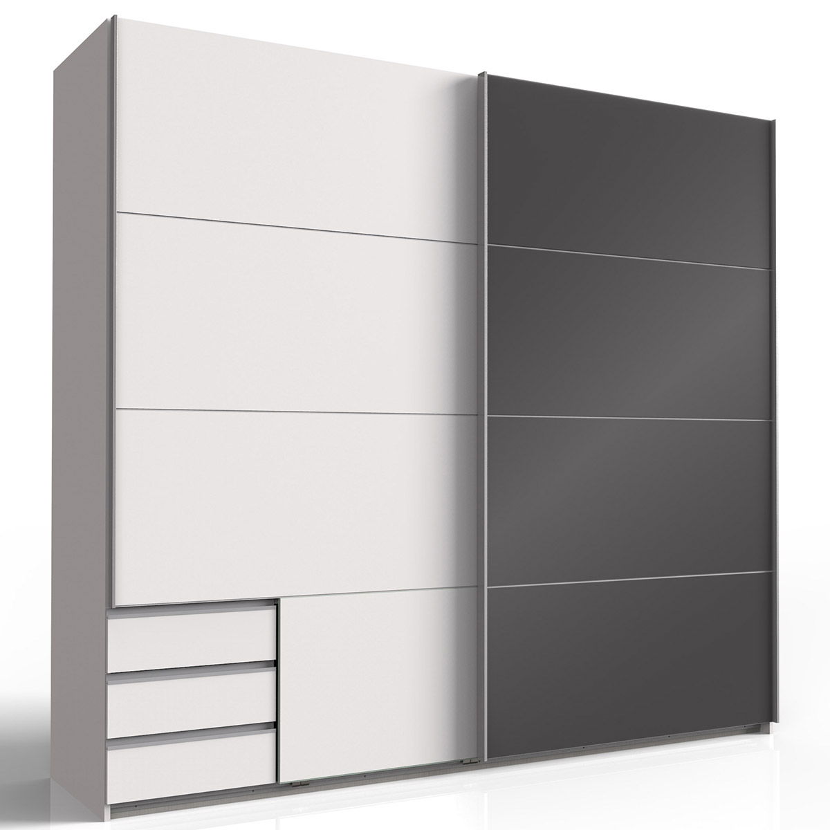 Wimex Valencia Schwebetürenschrank 225 cm 3S Weiß/Graphit