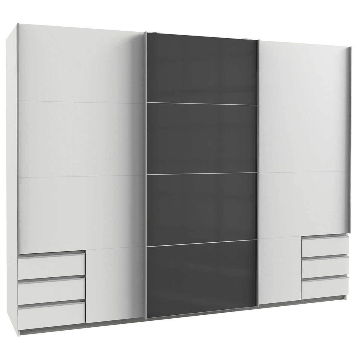 Wimex Valencia Schwebetürenschrank 270 cm 6S Weiß/Graphit