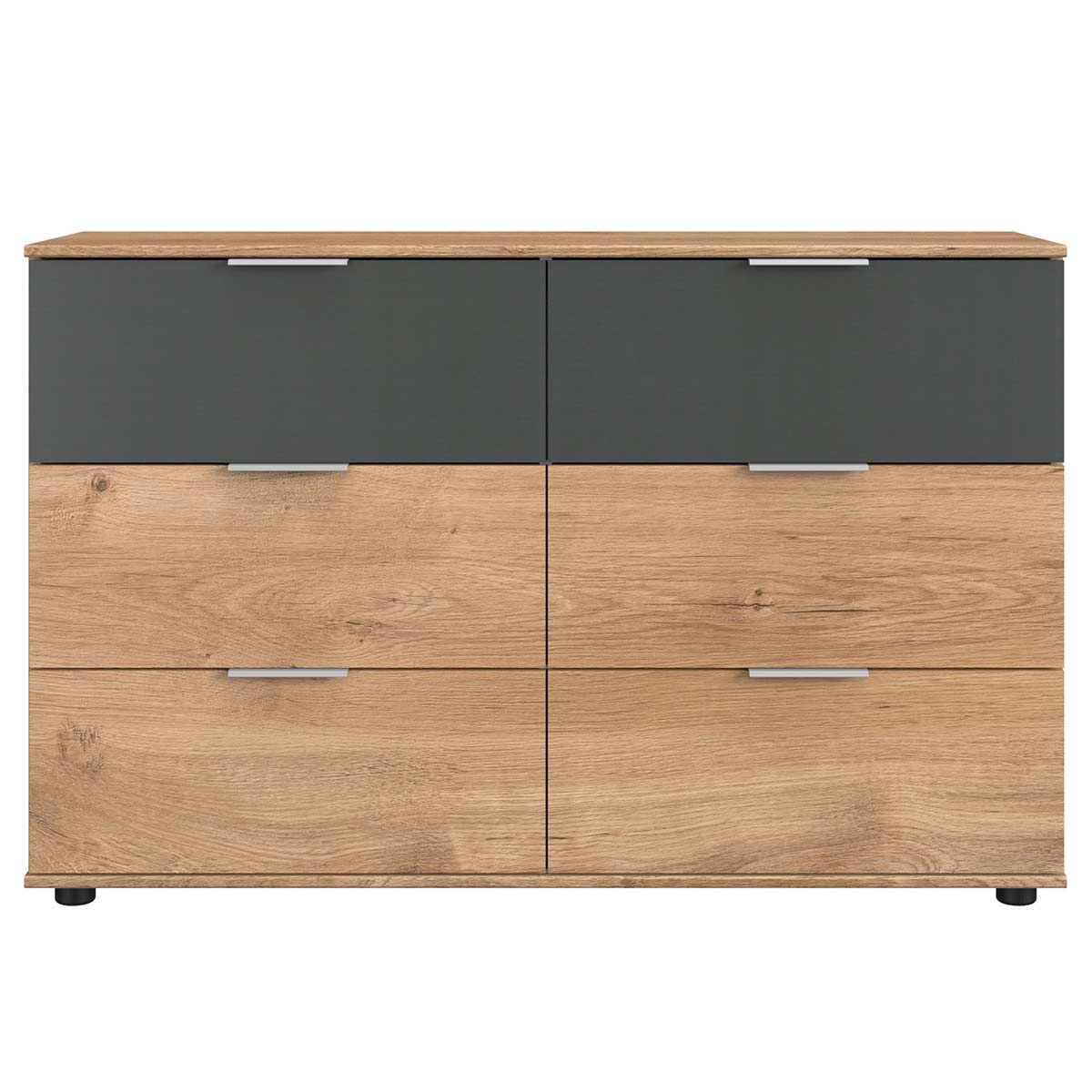 Wimex Valencia Schubkastenkommode 6S Plankeneiche Dekor/Graphit