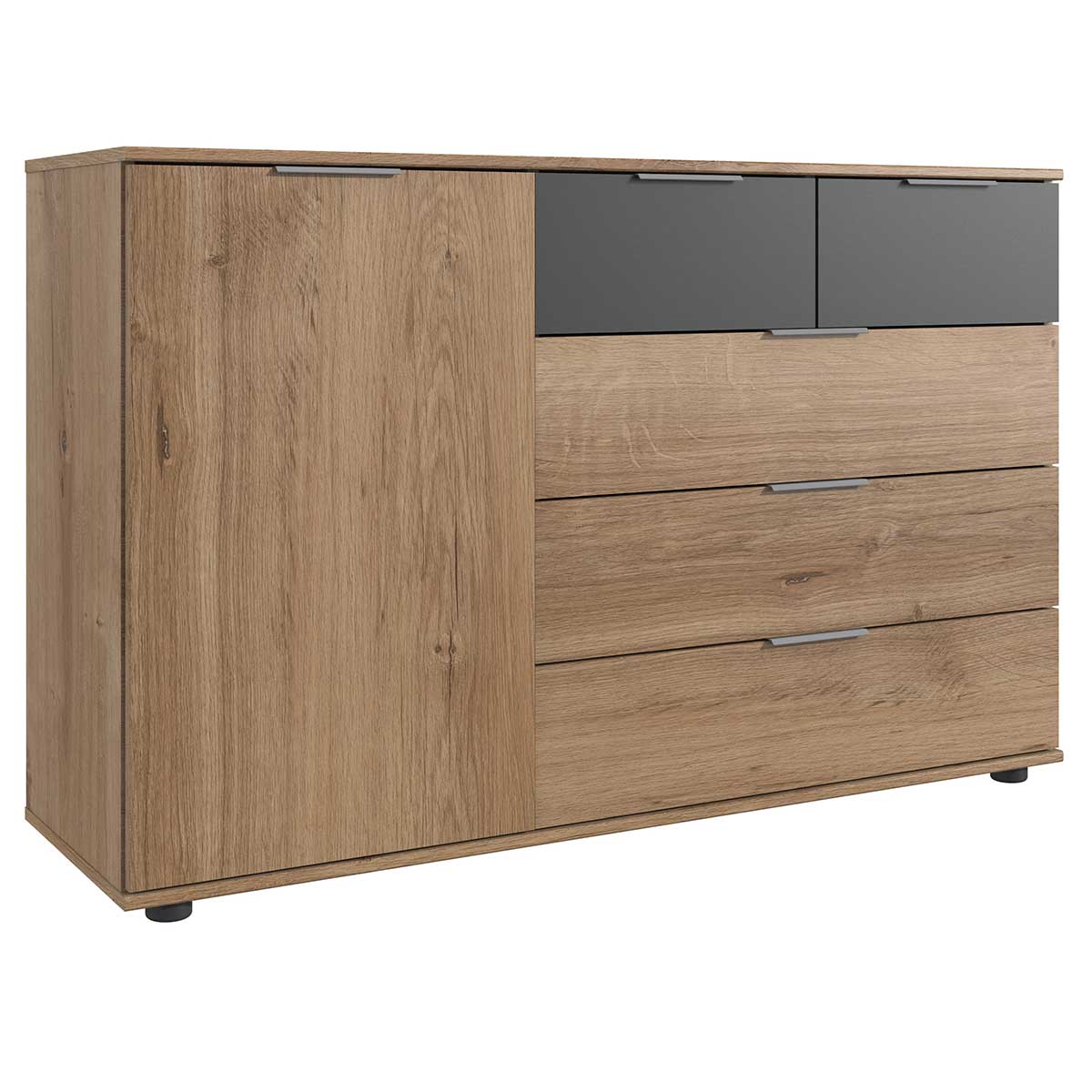 Wimex Valencia Kombikommode 1T 5S Plankeneiche Dekor/Graphit