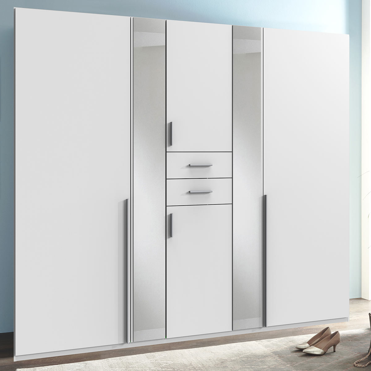 Wimex Vanea Kleiderschrank 2 Spiegel 225 cm Weiß
