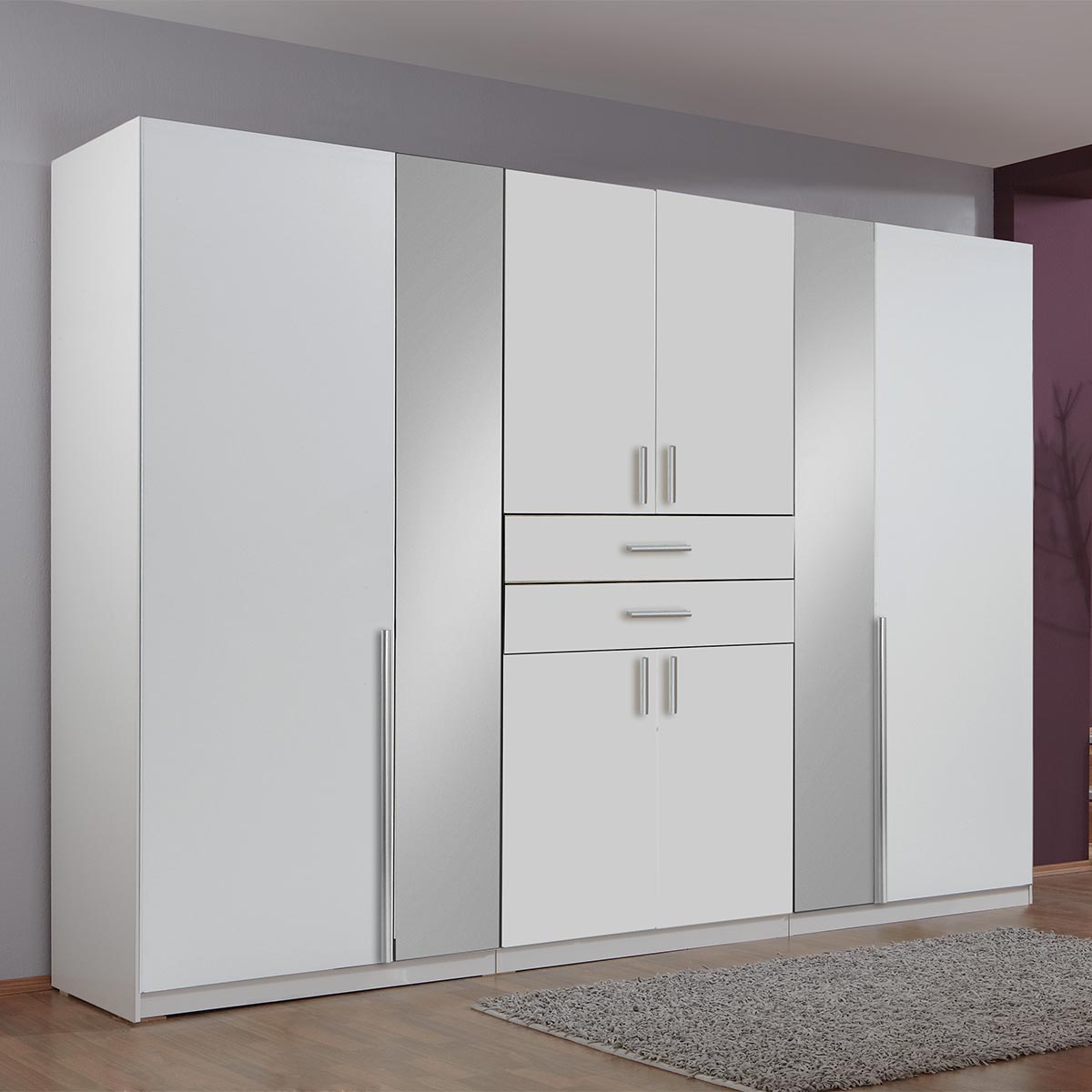 Wimex Vanea Kleiderschrank 2 Spiegel 270 cm Weiß