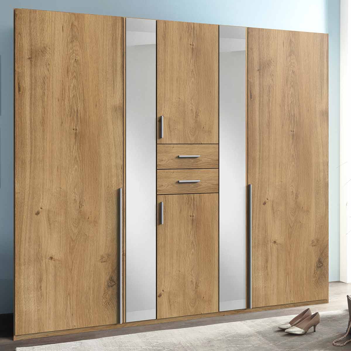 Wimex Vanea Kleiderschrank 2 Spiegel 225 cm Plankeneiche Dekor