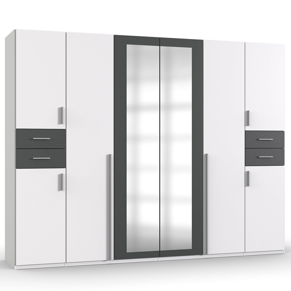 Wimex Vegas Kleiderschrank 2 Spiegel 270 cm Weiß/Graphit