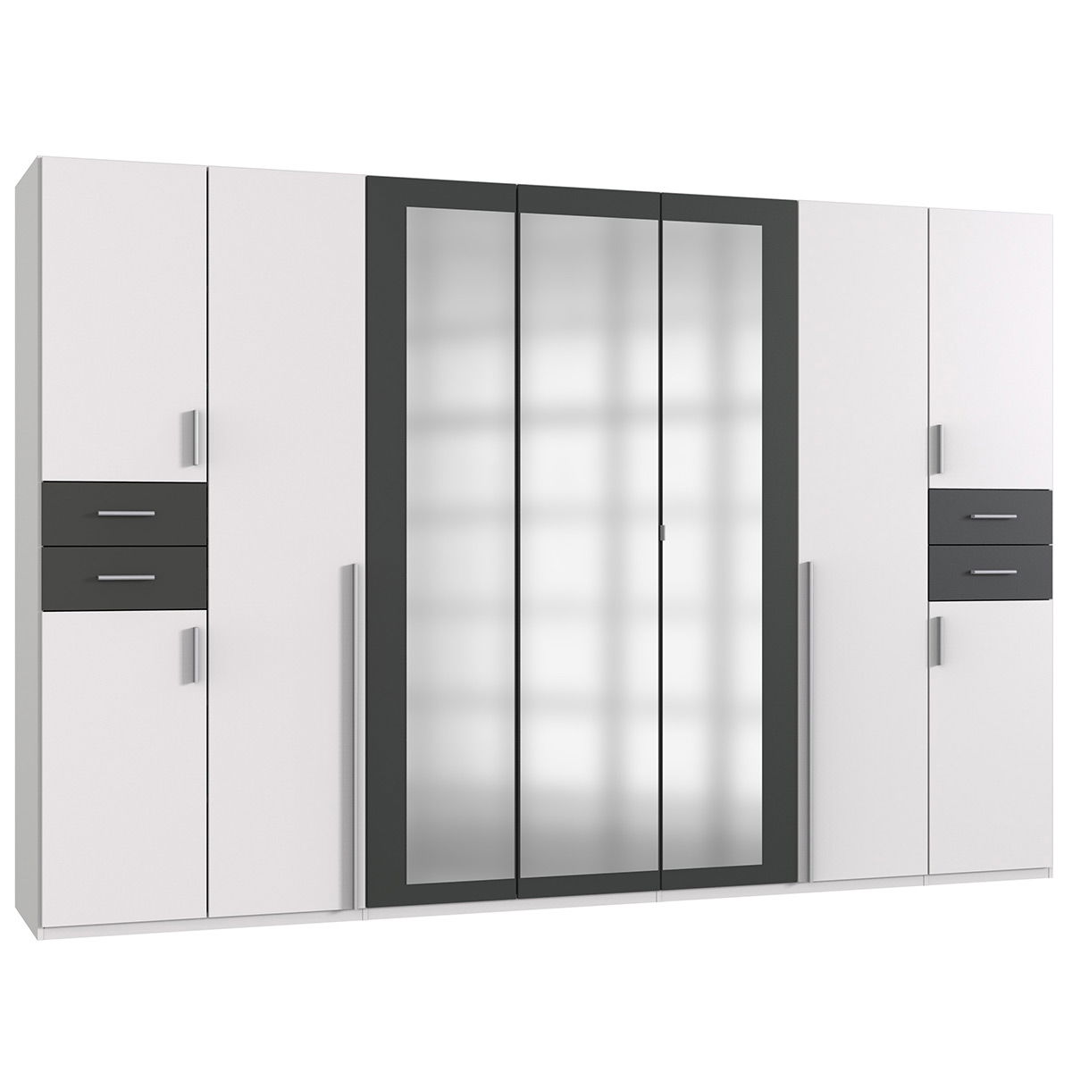 Wimex Vegas Kleiderschrank 3 Spiegel 313 cm Weiß/Graphit