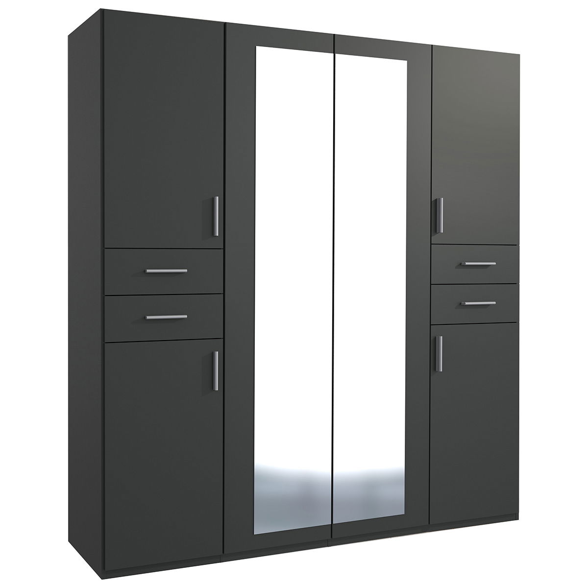 Wimex Vegas Kleiderschrank 2 Spiegel 180 cm Graphit