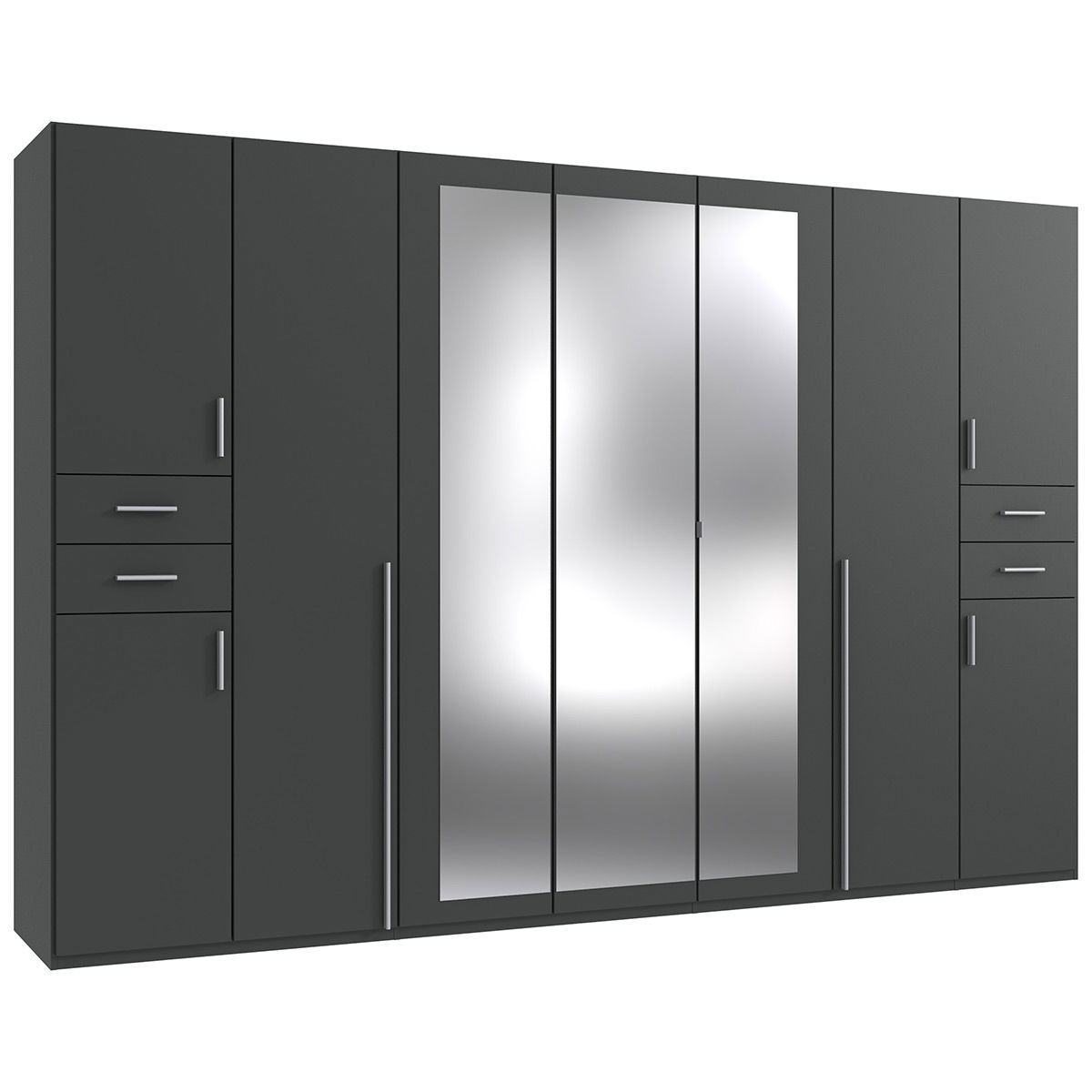 Wimex Vegas Kleiderschrank 3 Spiegel 313 cm Graphit