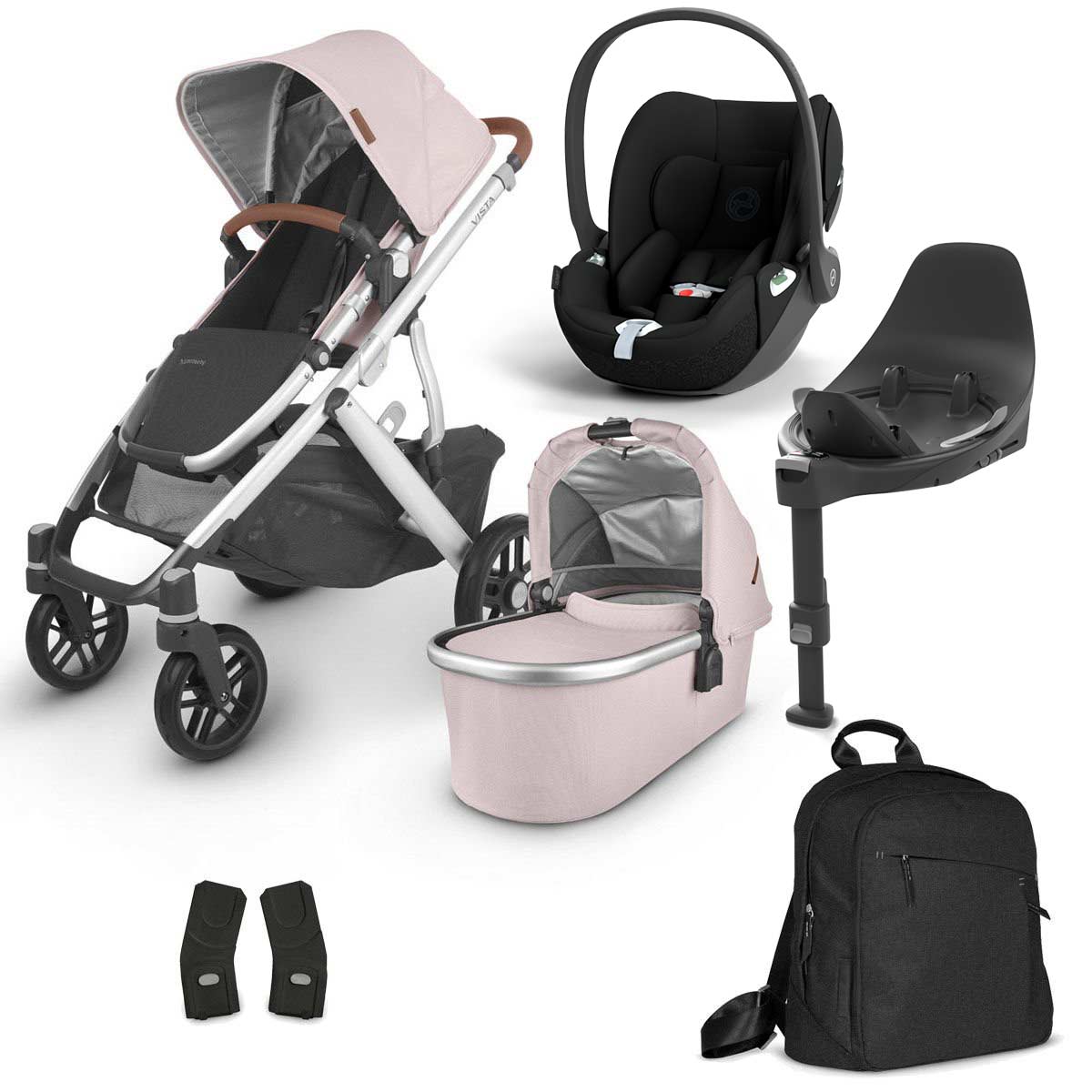 UPPAbaby Vista V2 Bundle Alice dusty pink & Cybex Cloud T, Base T, Wickelrucksack