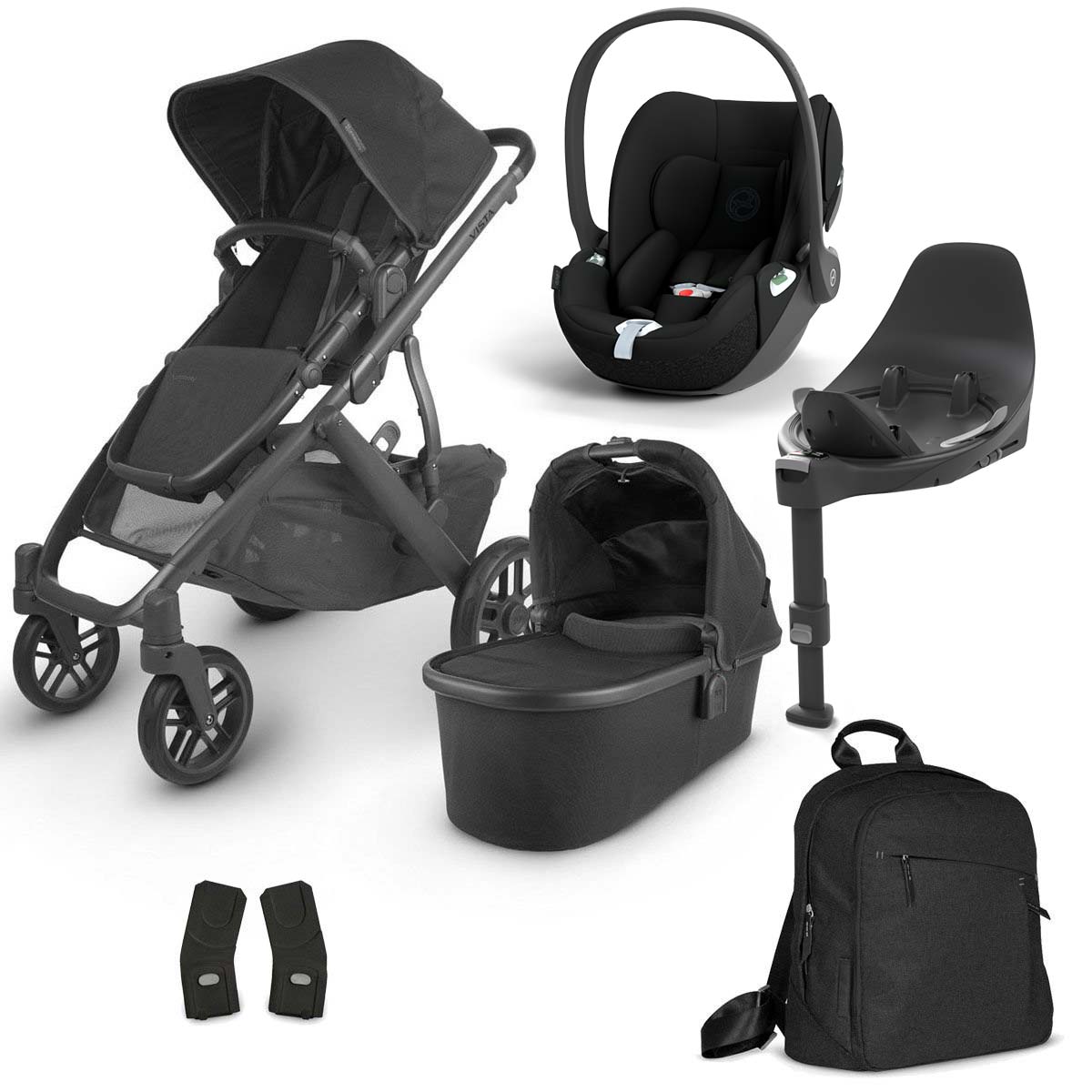 UPPAbaby Vista V2 Jake charcoal & Cybex Cloud T, Base T, Wickelrucksack
