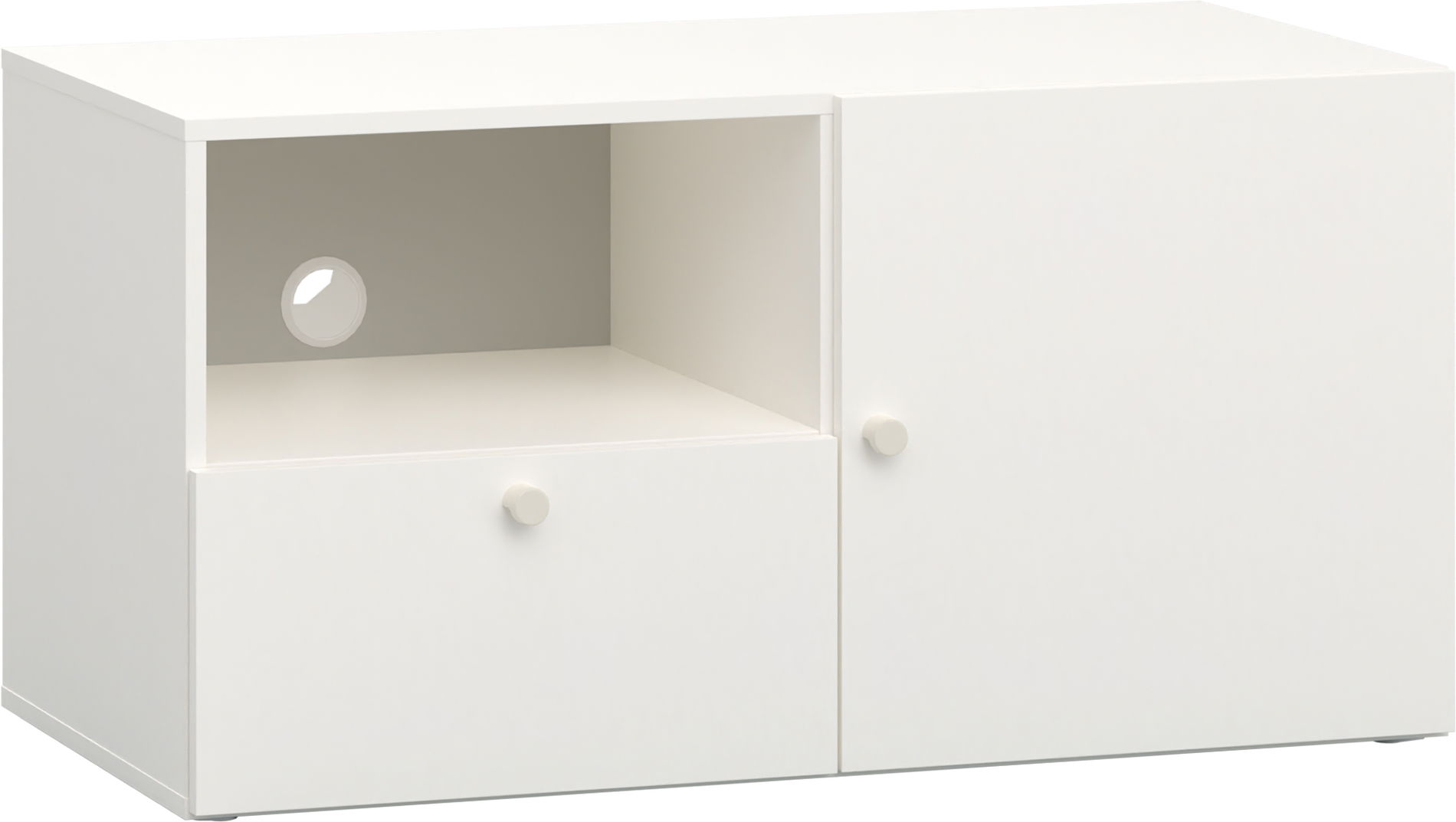 Vox RELI - Schrank RTV schmal mit glatter Front und Griff / Alabasterweiß, Grau