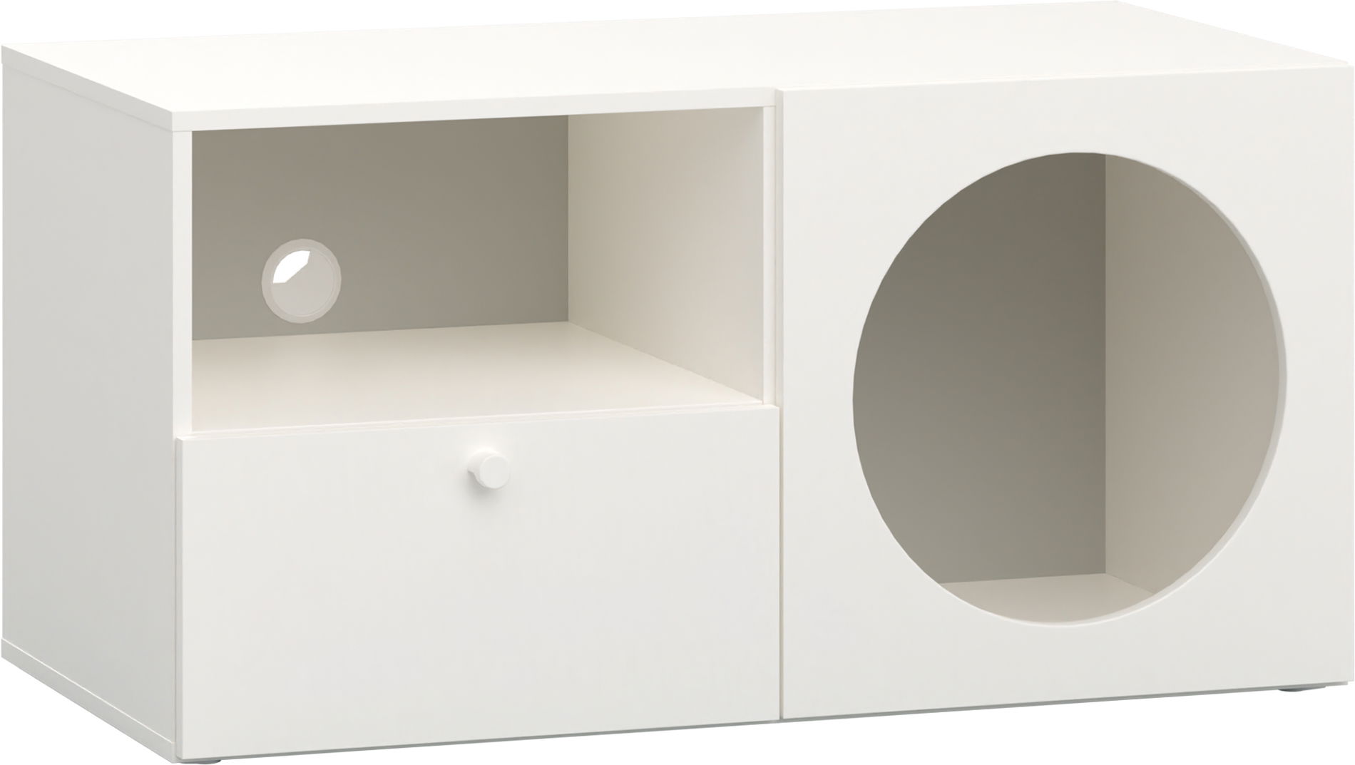 Vox RELI - Schrank RTV schmal mit offener Front und Griff / Alabasterweiß, Grau