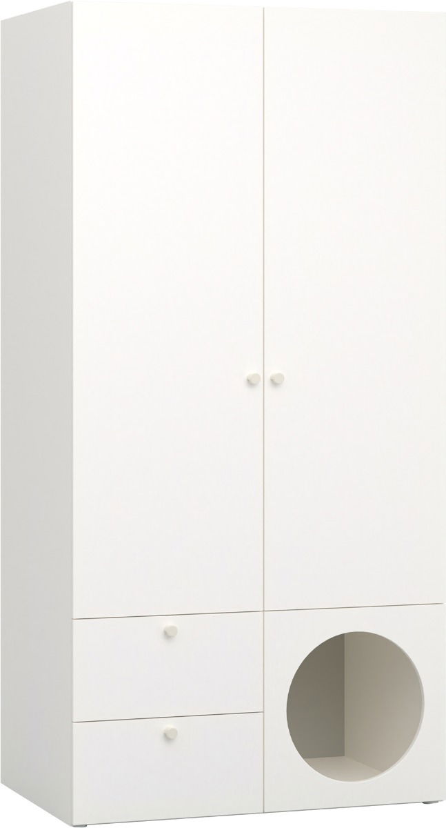 Vox RELI - Kleiderschrank 2-türig mit offener Front und Griff- Alabasterweiß/Grau