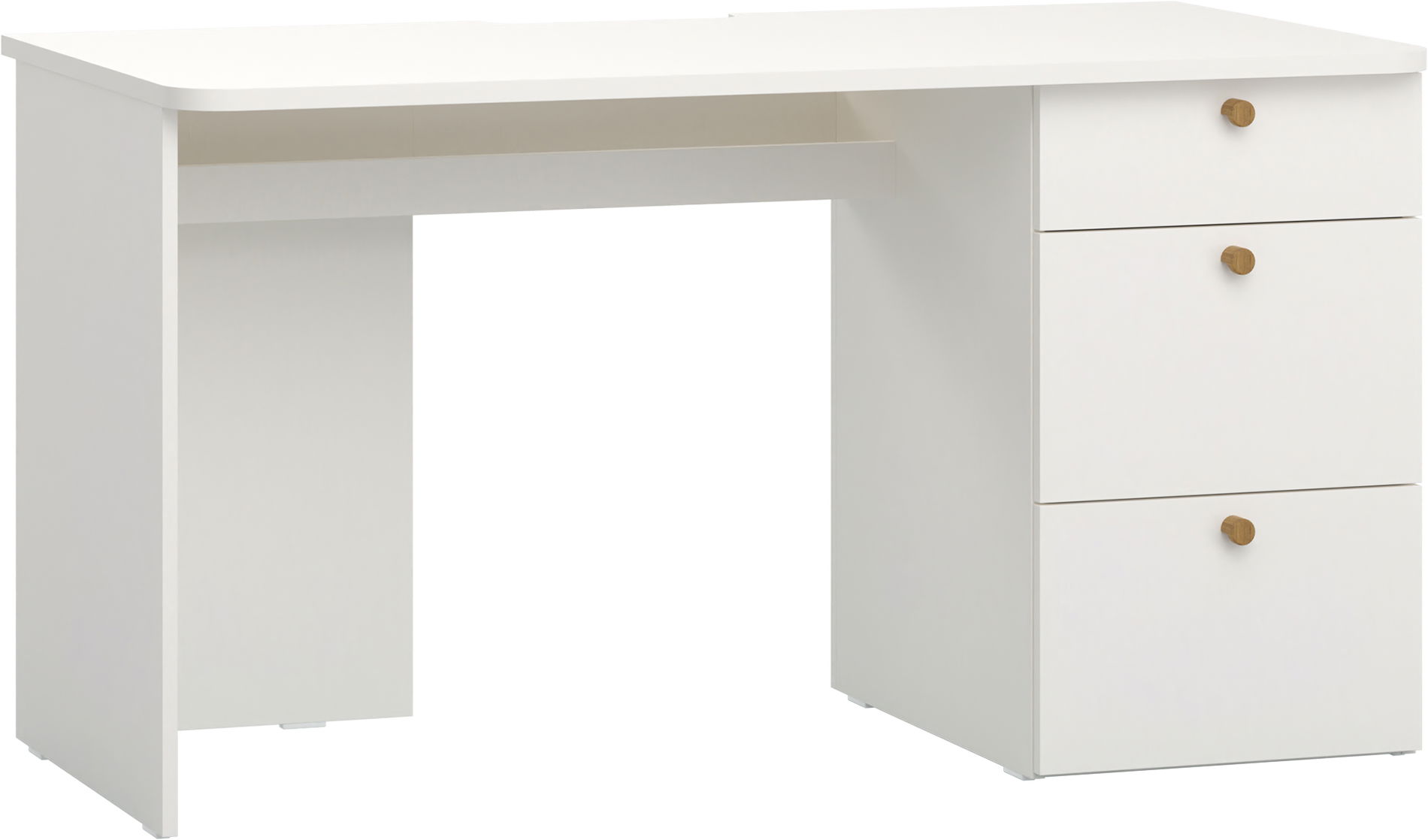Vox RELI - Schreibtisch 140cm mit Eichengriff und Schubladen rechts / Alabasterweiß