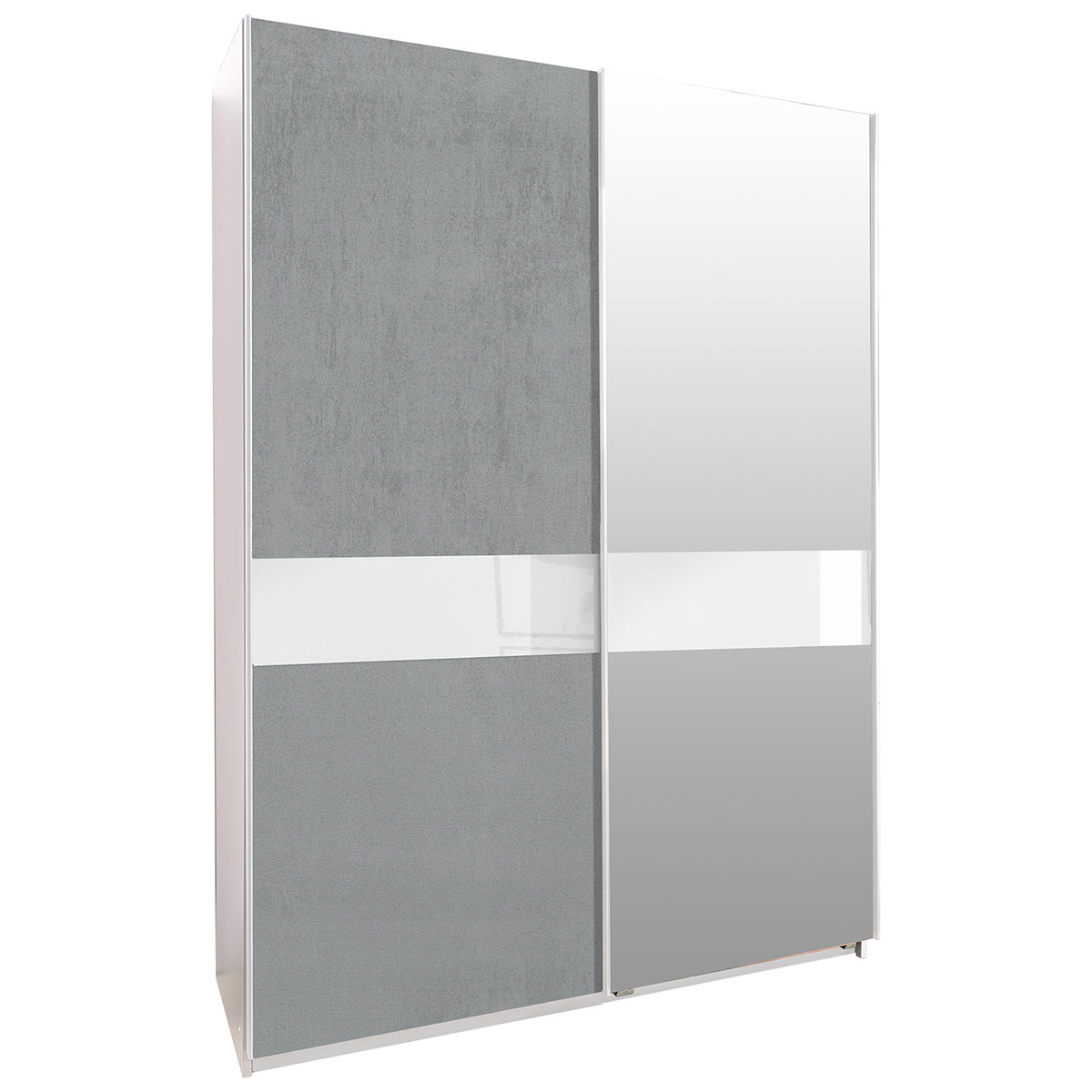 Wimex Weimar Schwebetürenschrank 1 Spiegel 135 cm Beton Dekor/Weiß