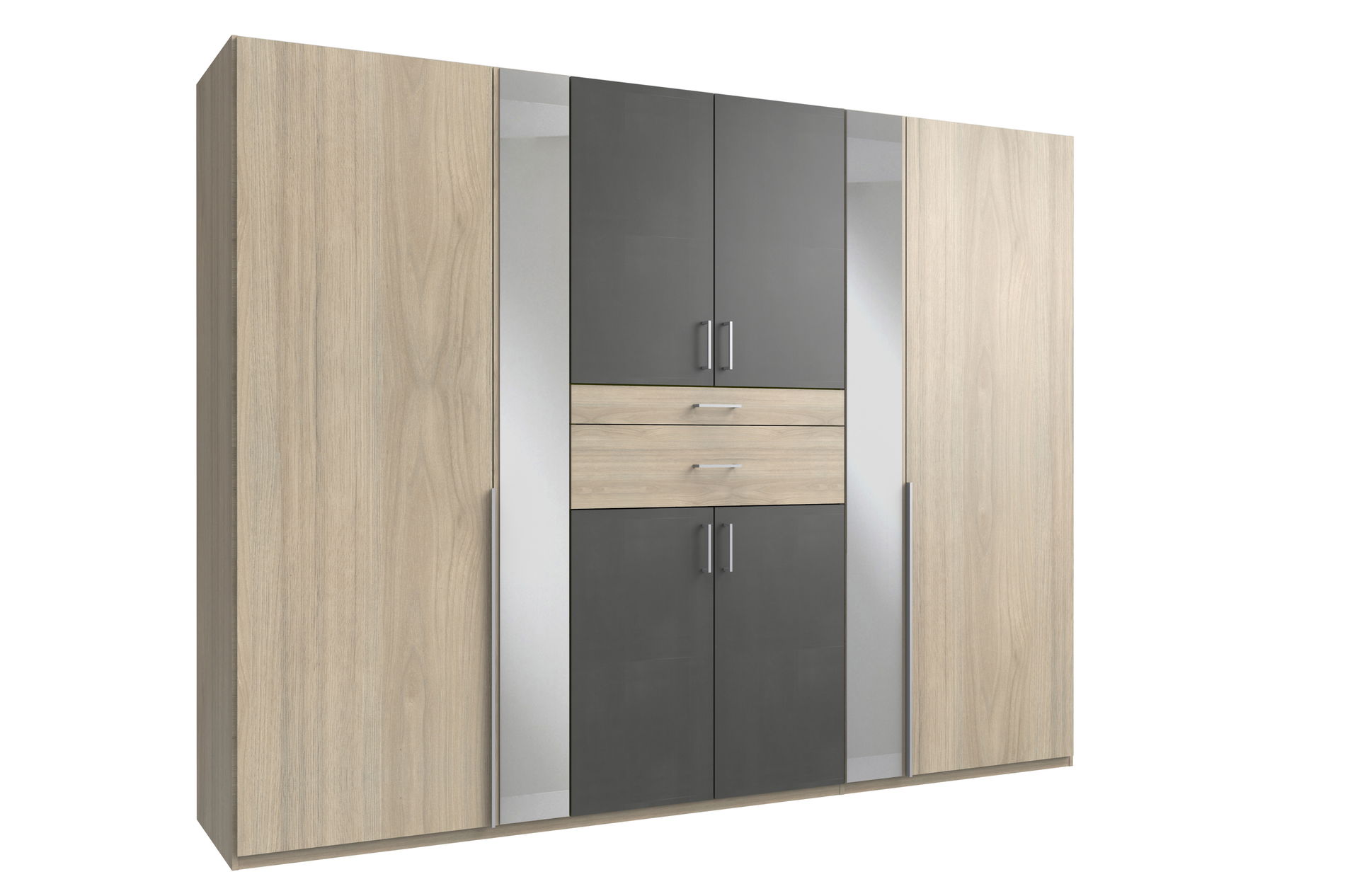 Wimex Xanten Kleiderschrank Hickory-oak-Nachbildung/Raw Steel