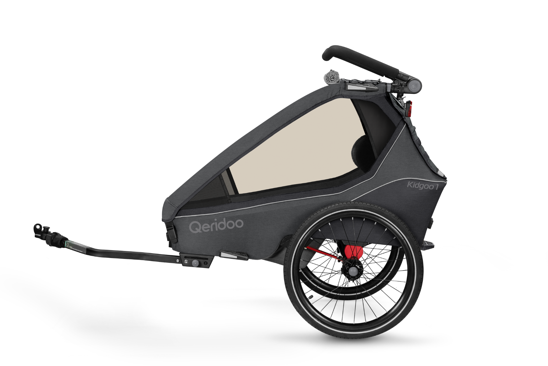 Qeridoo Kidgoo 1 Fahrradanhänger Steel Grey mit Joggerfunktion 2023