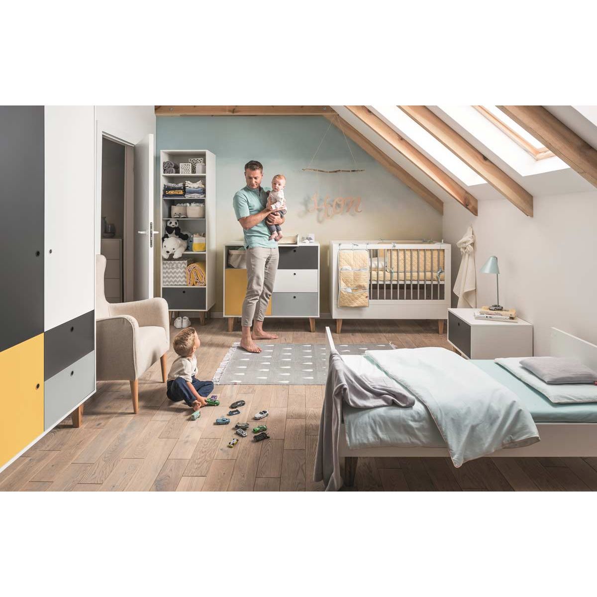 VOX Concept Baby Babyzimmer 70x140 saffron white/grey/graphite
