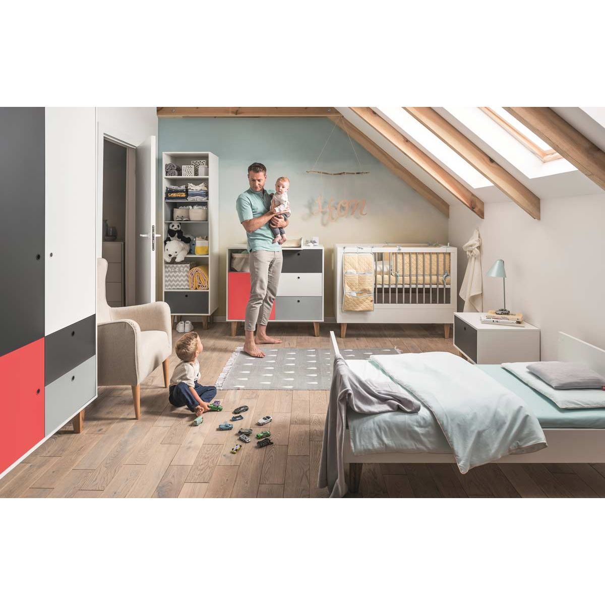 VOX Concept Baby Babyzimmer 70x140 red white/grey/graphite