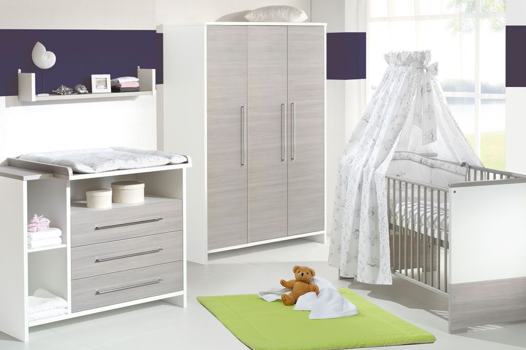 Schardt Eco silber Kinderzimmer inkl. Umbauseiten mit dreitürigem Schrank