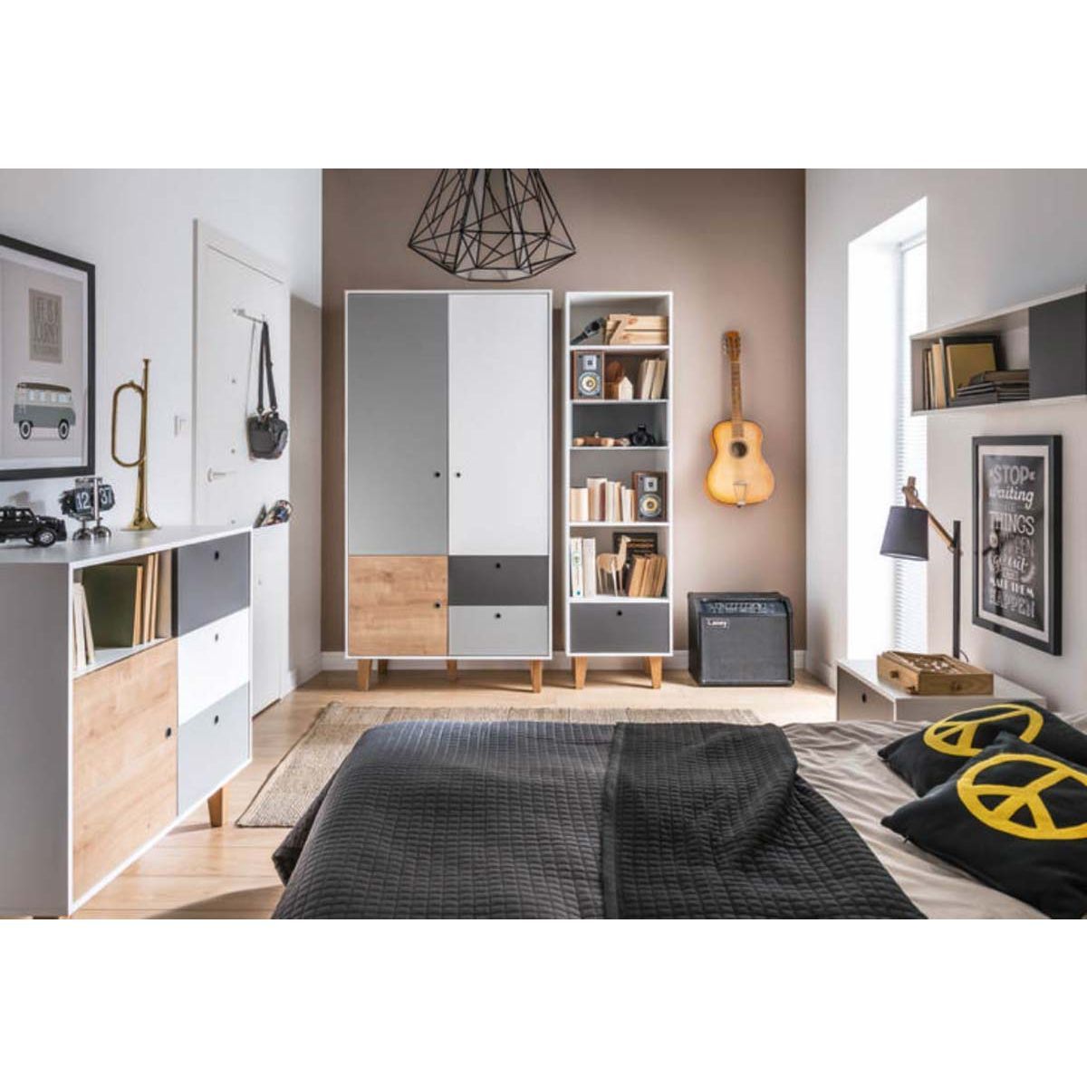 VOX Concept Jugendzimmer 2türig oak white/grey/graphite