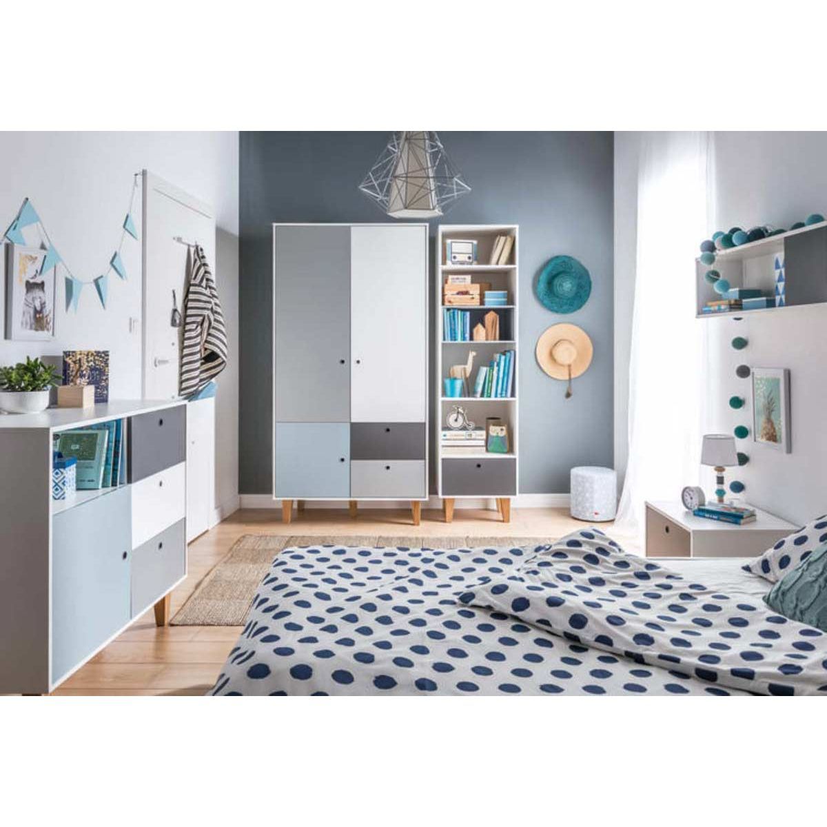 VOX Concept Jugendzimmer 2türig sky blue white/grey/graphite